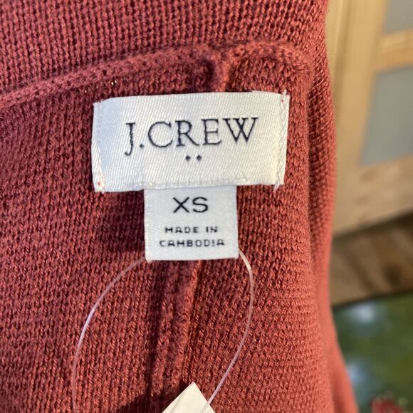 J. Crew Womens Sweater Cardigan XS Juliette Collarless Knit Burgundy Red - Picture 8 of 9